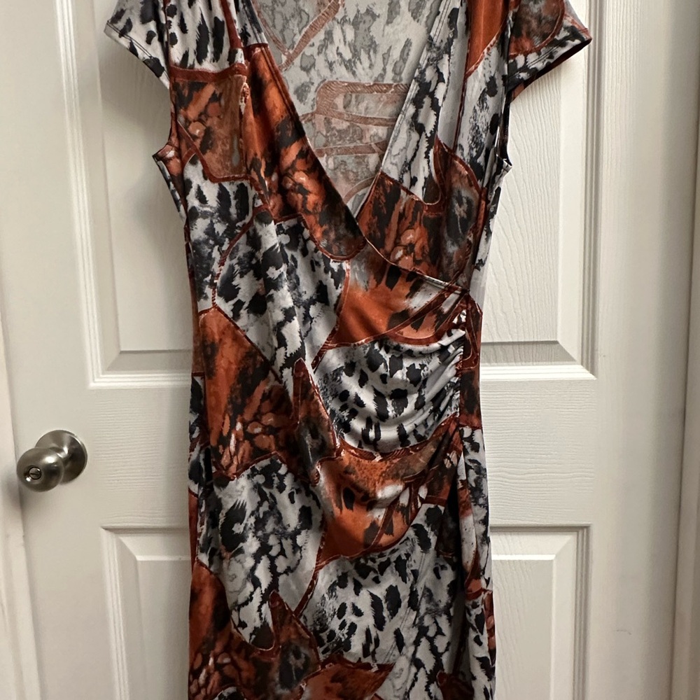 Aa Studio Asymmetrical Dress in Orange and Black
